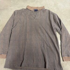 Pendleton Men's Taupe Plaid Long-Sleeve Polo